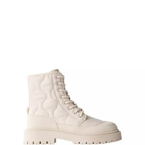 Zara Quilted Lace-Up Kids Combat Boot in Cream